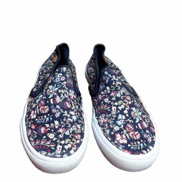 Tory Burch Navy Blue Floral Canvas Casual‎ Sneakers Women Sz 10 - Picture 6 of 10